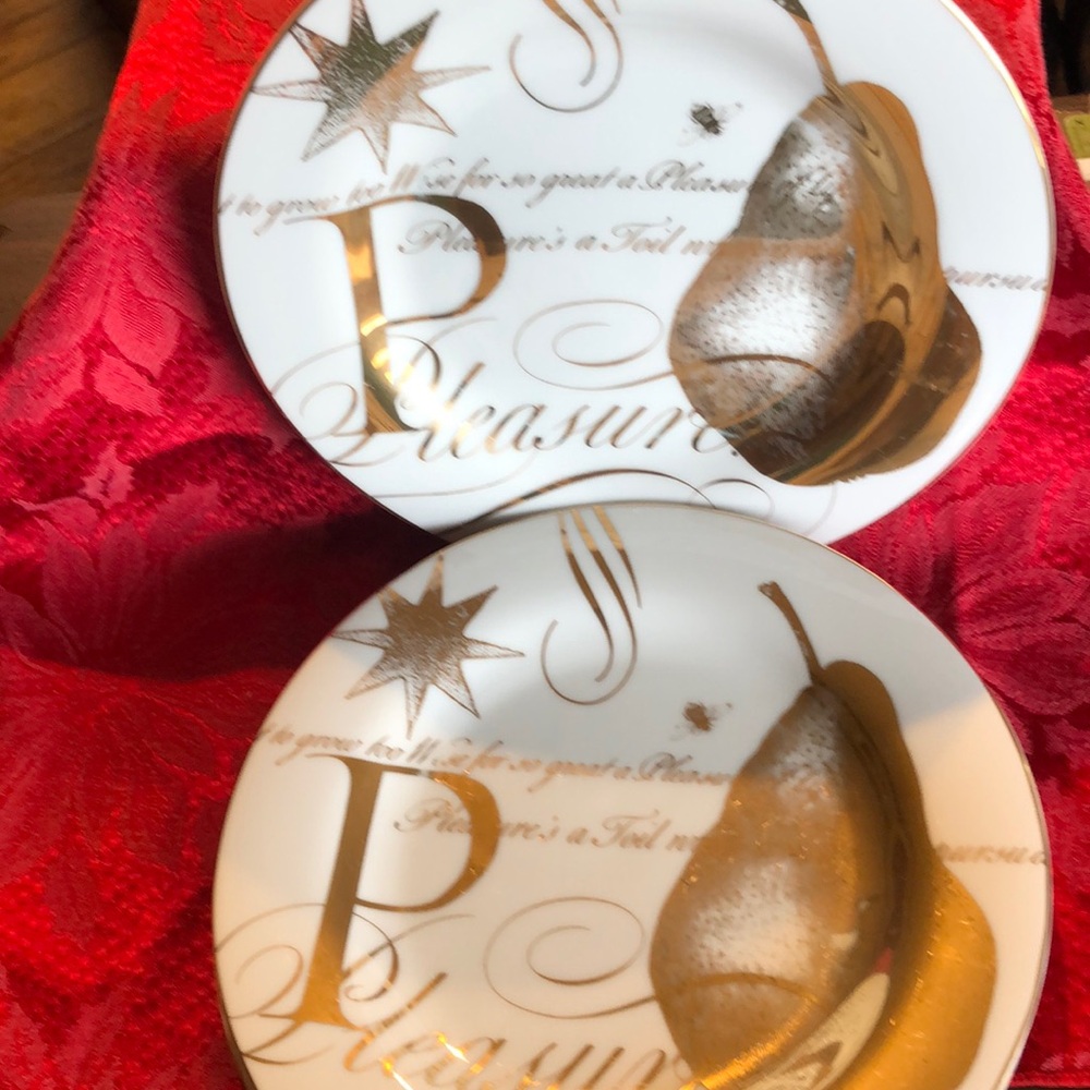 Pottery Barn salad or dessert plates. 8.5 “